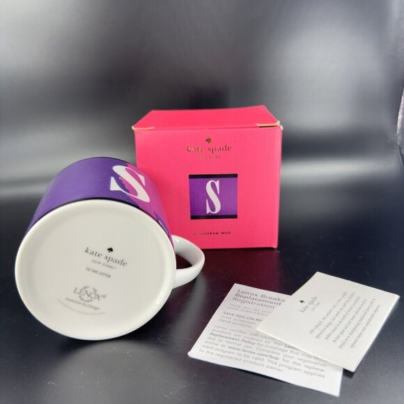 Lenox Kate Spade Wickford Letter Day Mug S Monogram Stripes Monogram 10 OZ W Box - Picture 6 of 14